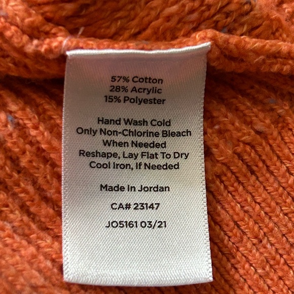 Talbots Diamond Tweed Cowl Neck Sweater Women’s S Petite Orange Pullover Cabin - Picture 7 of 9